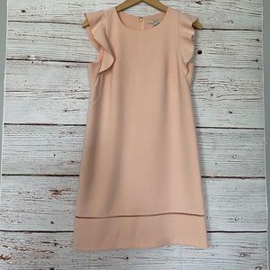 Womens Loft Work Dress Peachy Pink Scalloped Sleeves size 4